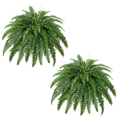 Dkaltm Artificial Boston Fern Bush- Set of 2 Large 2 Pcs 45"- 55 Leaves