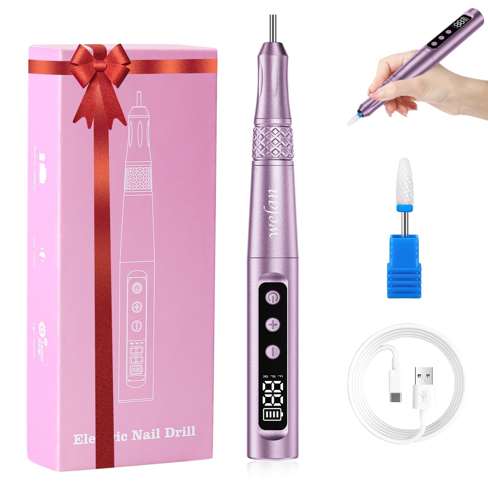 Electric Nail Drill Professional, Cordless NailDrill, 35000RPM Professional N...