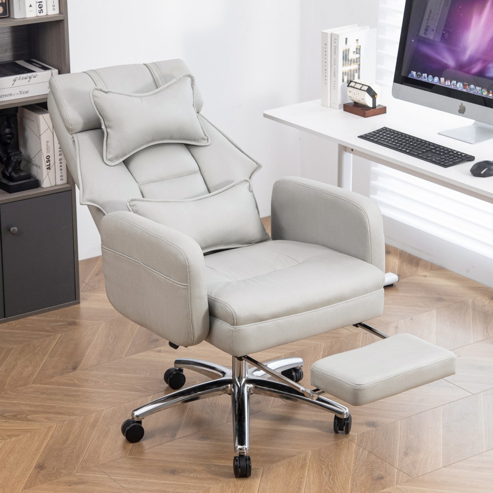 Ergonomic Office Chair with Lumbar Support, High Back Swivel Chair, 155° Recline
