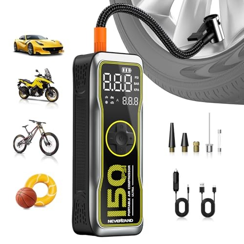 Tire Inflator Portable Air Compressor - 16000mAh 150PSI Air Pump for L Yellow