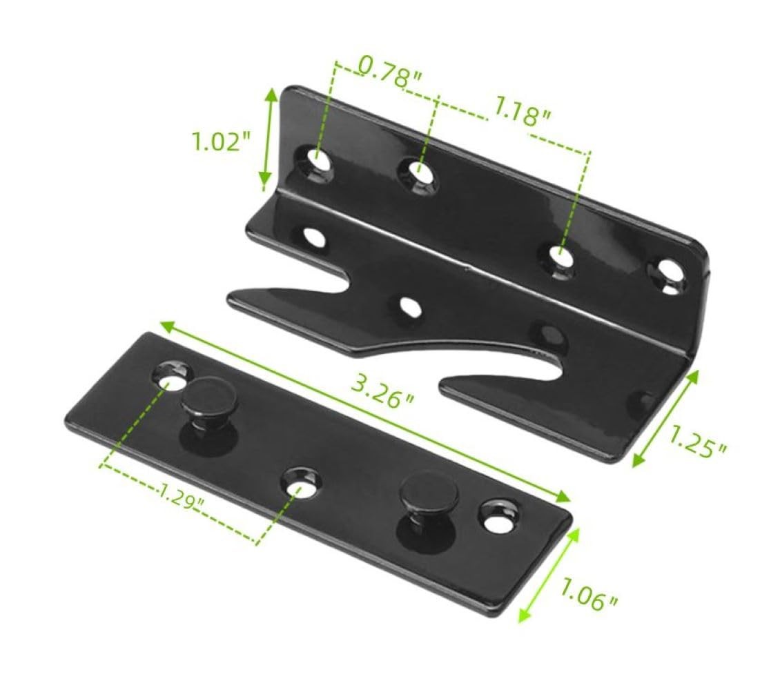 3.3-inch Bed Rail Bracket, 4 Pcs Black Iron headboard Bracket Frame Hardware ...