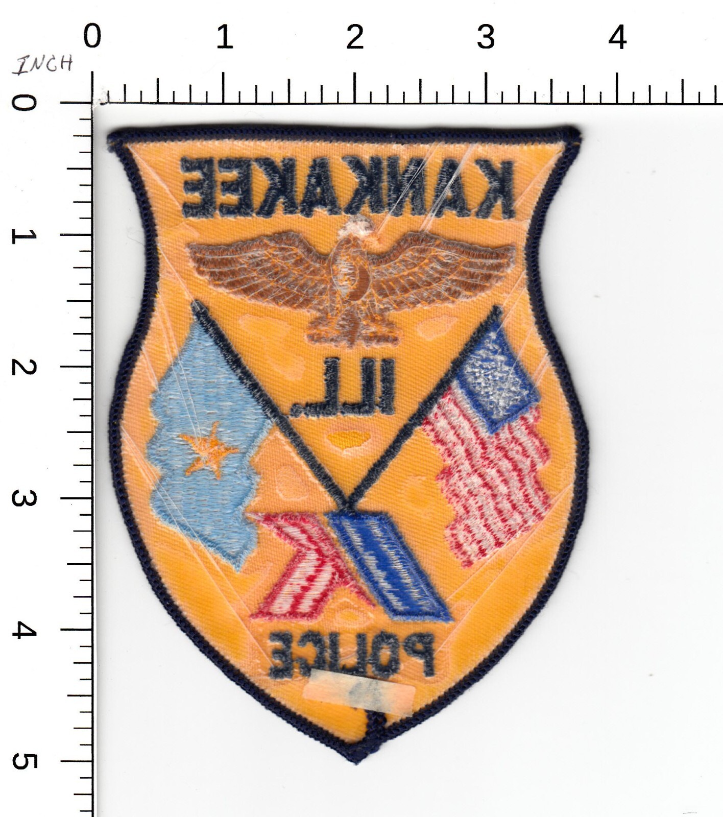 OOS KANKAKEE --TWO FLAGS ILL ILLINOIS POLICE COLLECTIBLE PATCH