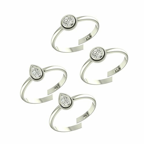 92.5-925 Sterling Silver Cubic Zirconia AD Toe Rings Combo Set For Women Girls