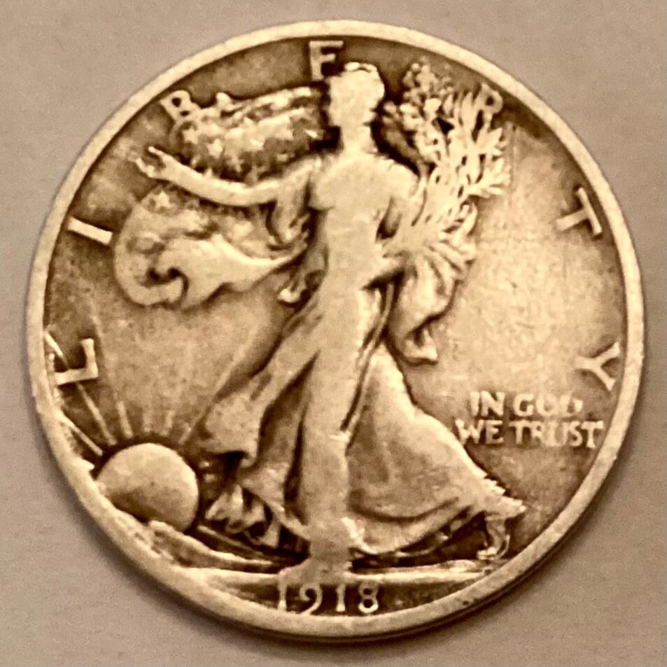 1918 S Walking Liberty Half Dollar cd -