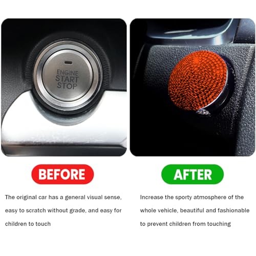 Bittwee Bling Car Engine Start Stop Button Cover, Rhinestone Shiny Diamond Red