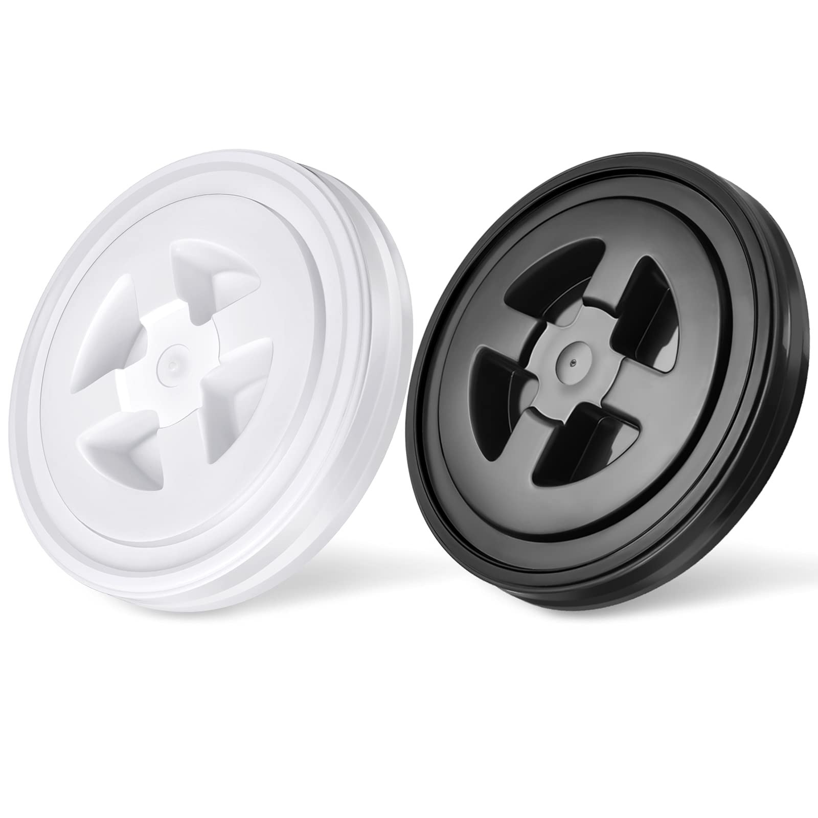 Jetec 2 Pieces 5 Gallon Bucket Lids Screw Cap Plastic White and Black