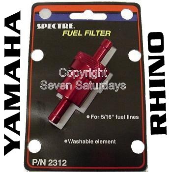 Yamaha Rhino 450 / 660 Red Billet Aluminum Fuel Gas Filters Washable 5/16"
