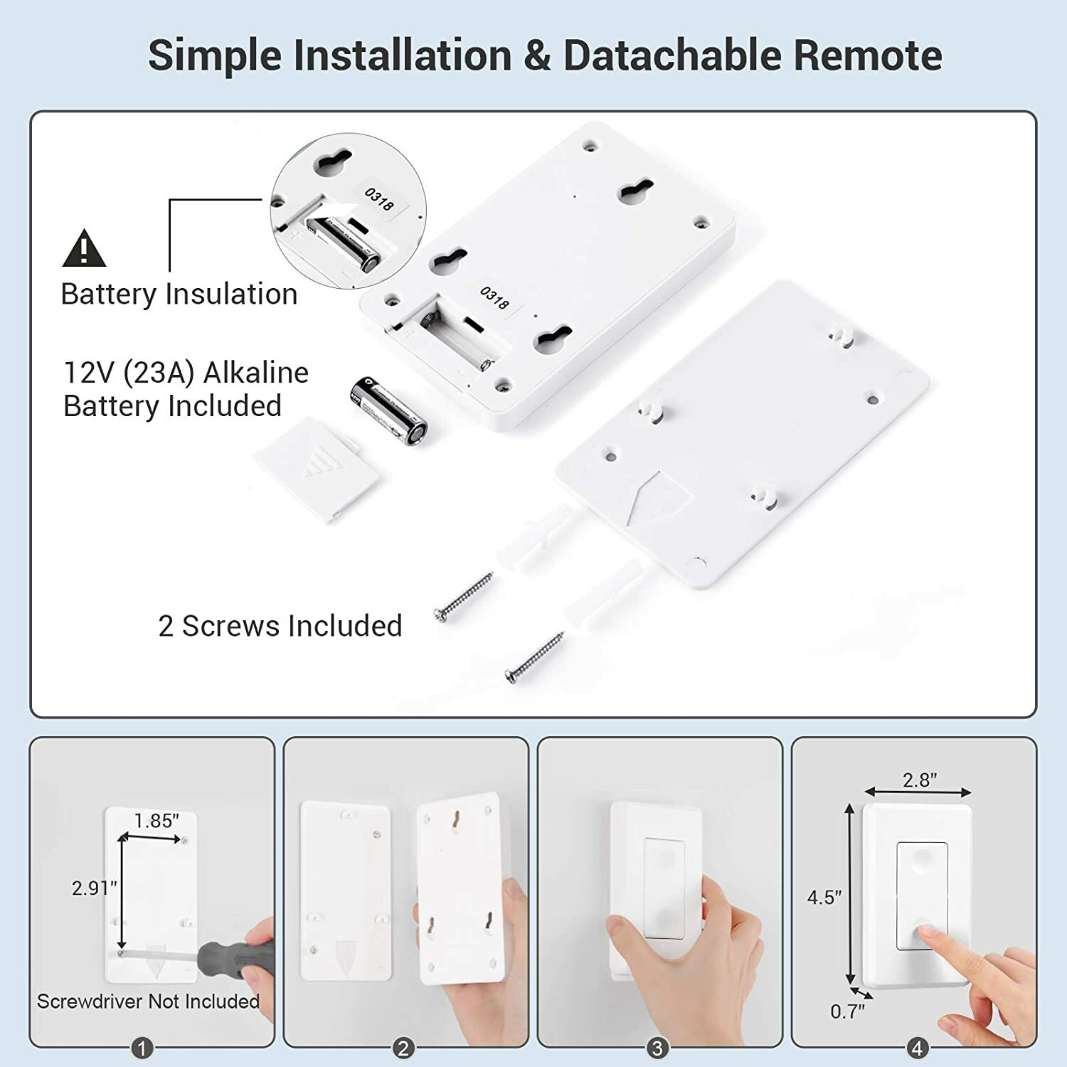 DEWENWILS Wireless Remote Control Wall Light Switch Ceiling Lights Programmable