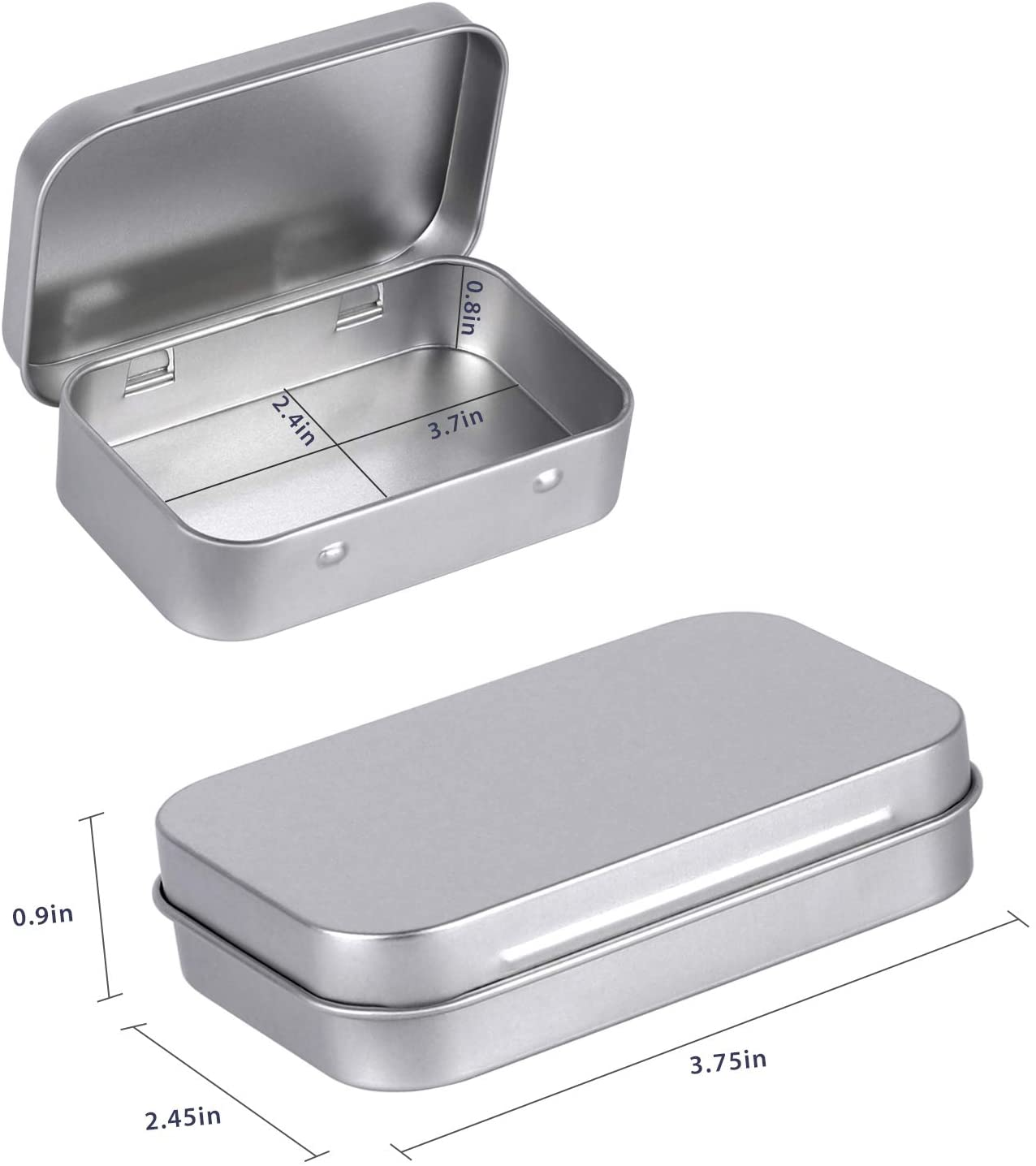 40pcs Metal Rectangular Empty Hinged Tin Box Containers Mini Portable Small Box