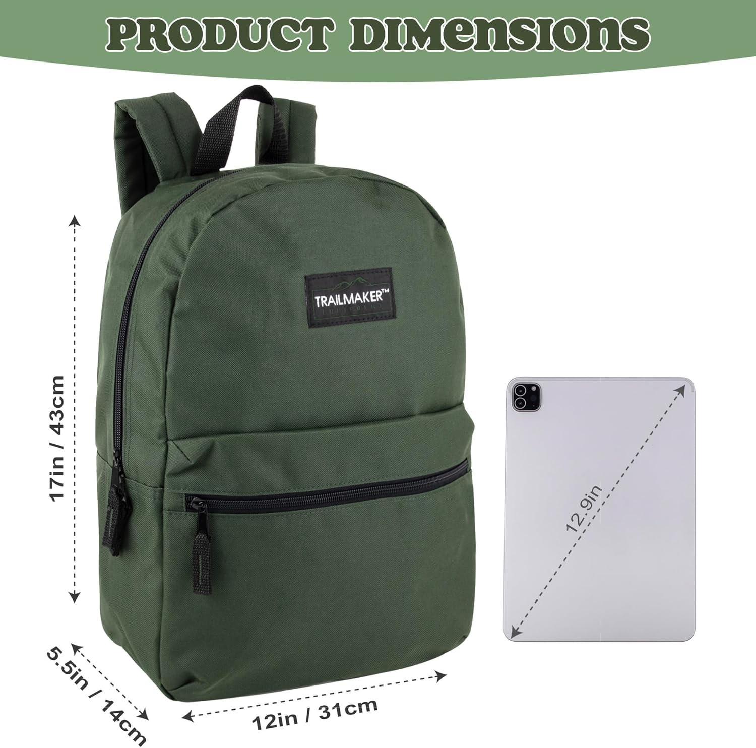 Classic 17 inch Backpacks with Adjustable Padded Straps | School Backpacks fo...