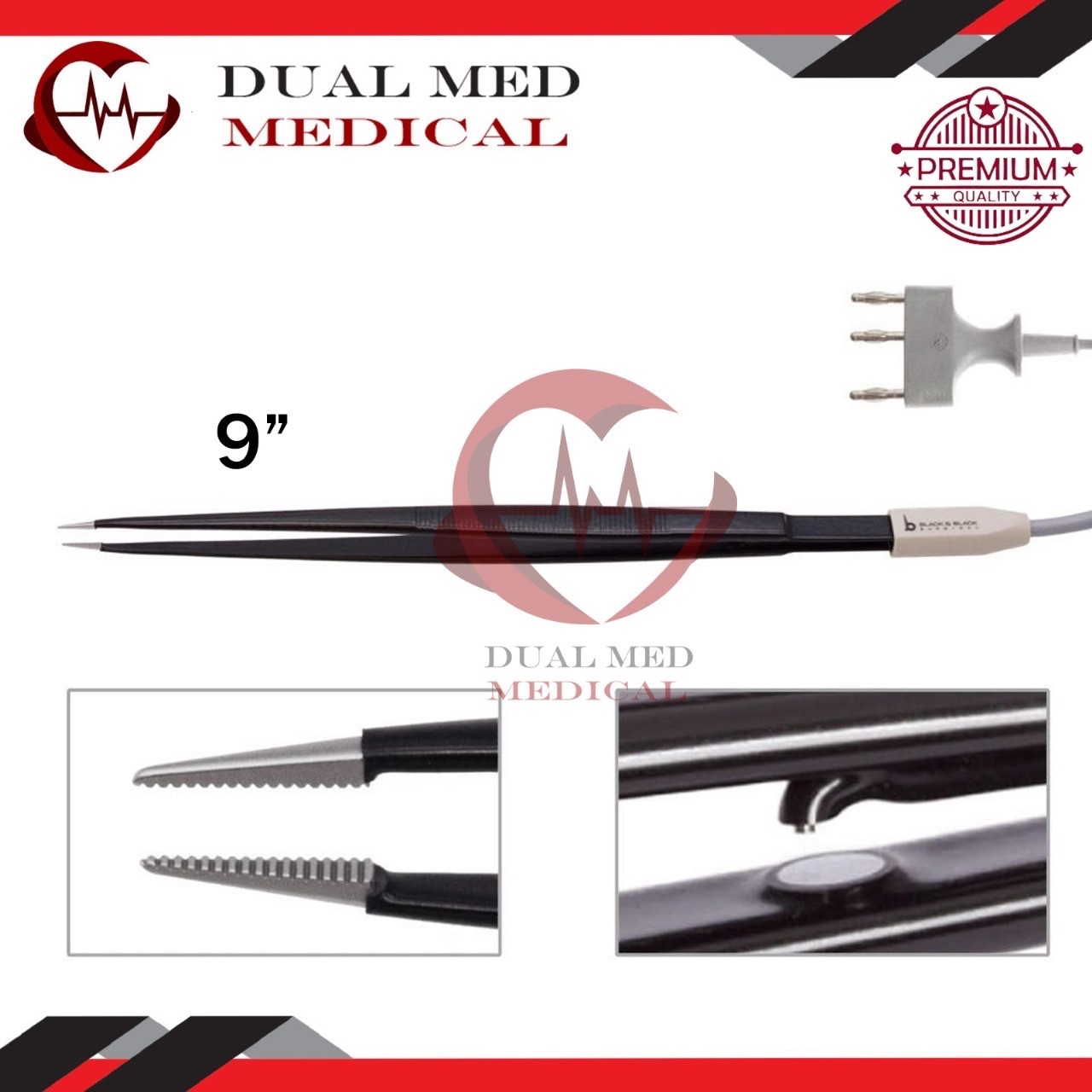 Tebbetts Hand-Activated Monopolar Insulated Forceps 9″ Serrated Jaws w/ Cord