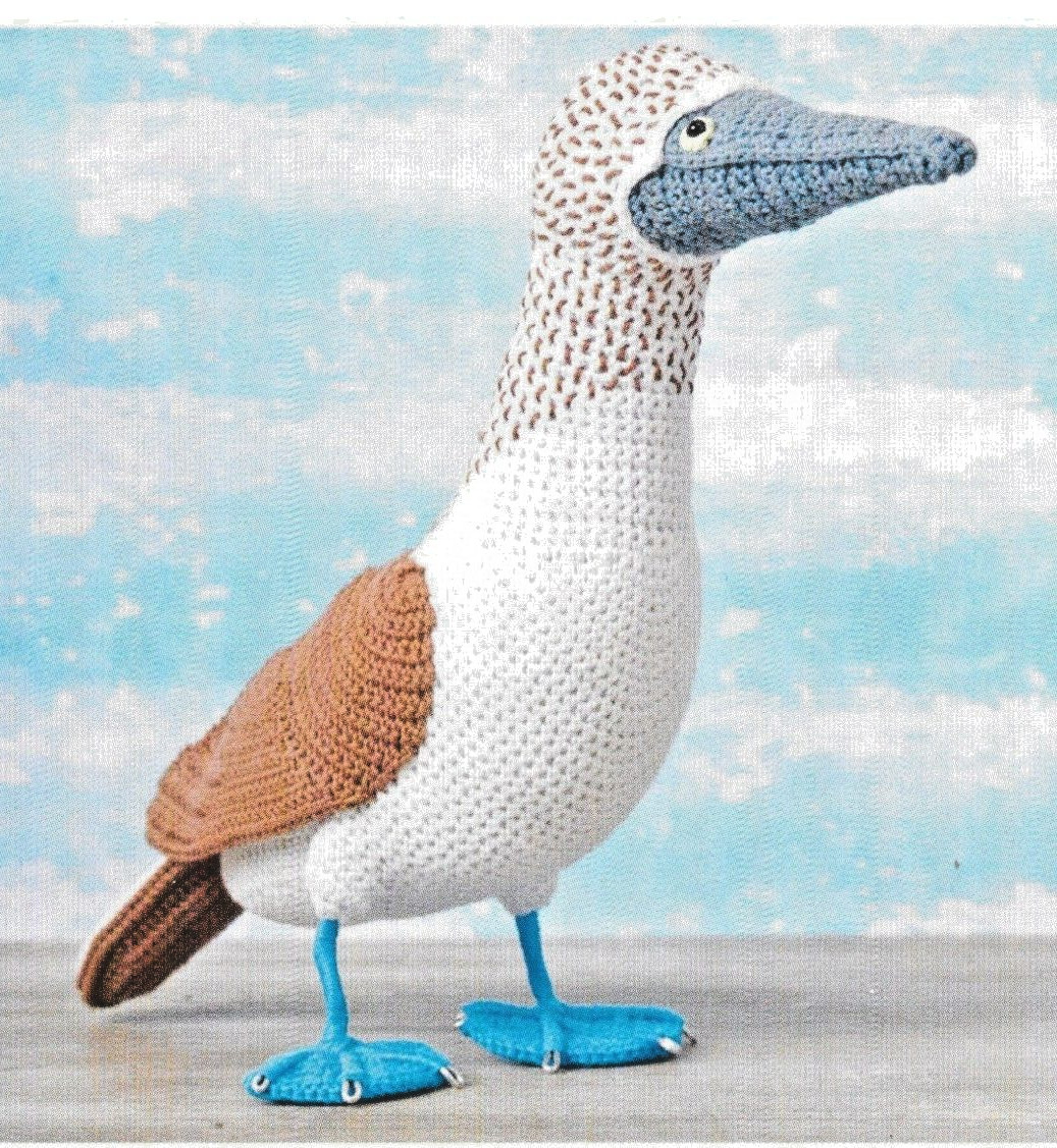 Home Printed Crochet Pattern - Blue Footed Booby Bird Soft Toy 32cm - 0455