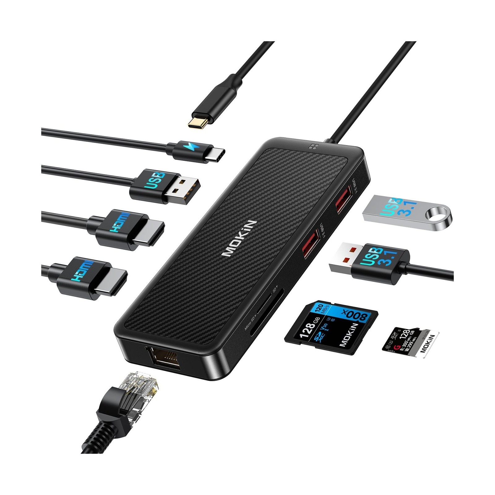 MOKiN USB-C Hub, 9-in-1 USBC Dock, Dual 4K HDMI USB C to USB Adapte... Fast Ship