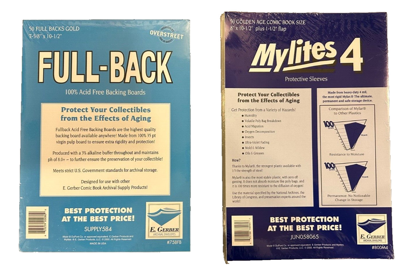 50 Mylites 4 Golden Age Size Mylar Bags with 50 Full-Back Boards