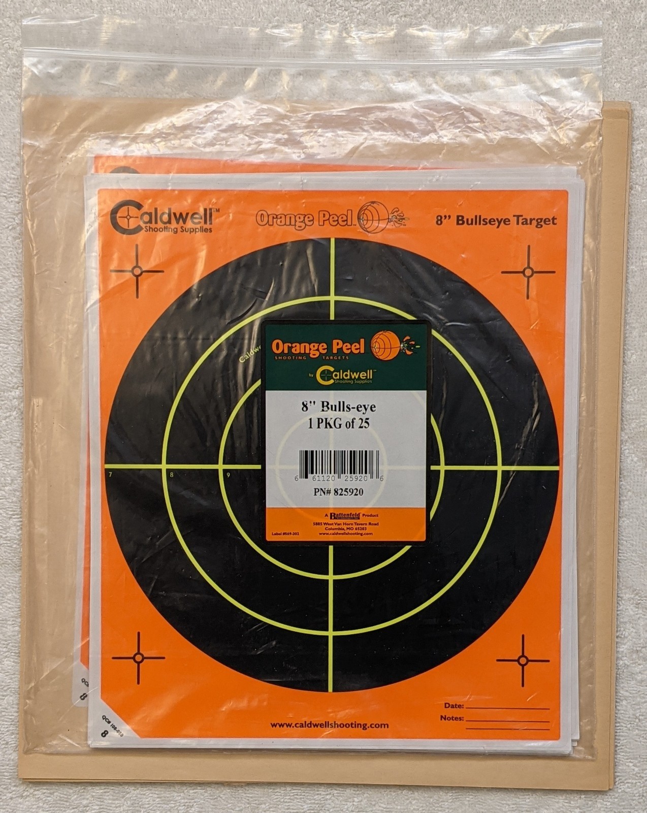 Caldwell Orange Peel 8" Bullseye Shooting Targets Qty. 25 (825920)