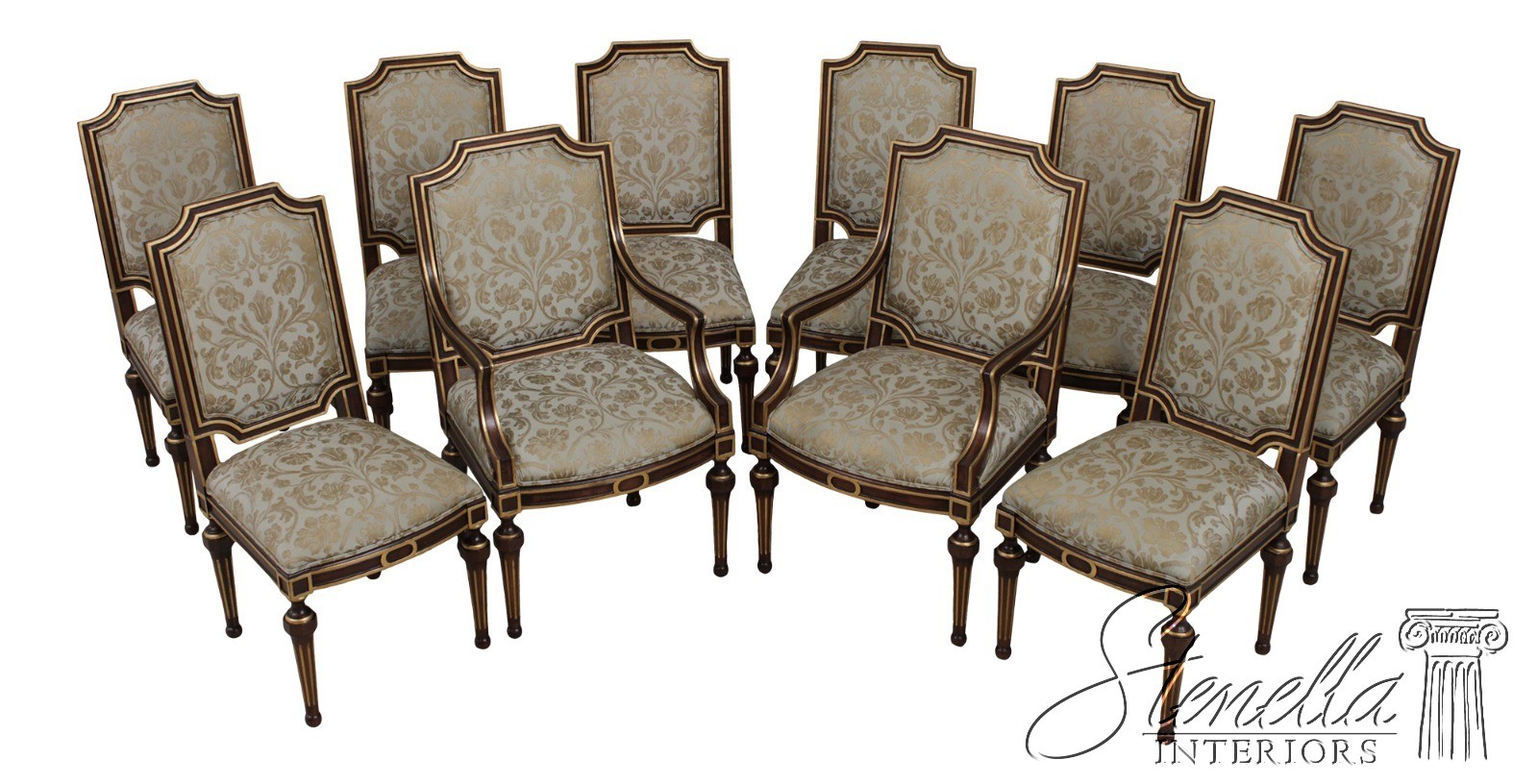 L72699: Set of 10 EJ VICTOR French Louis XVI Dining Room Chairs