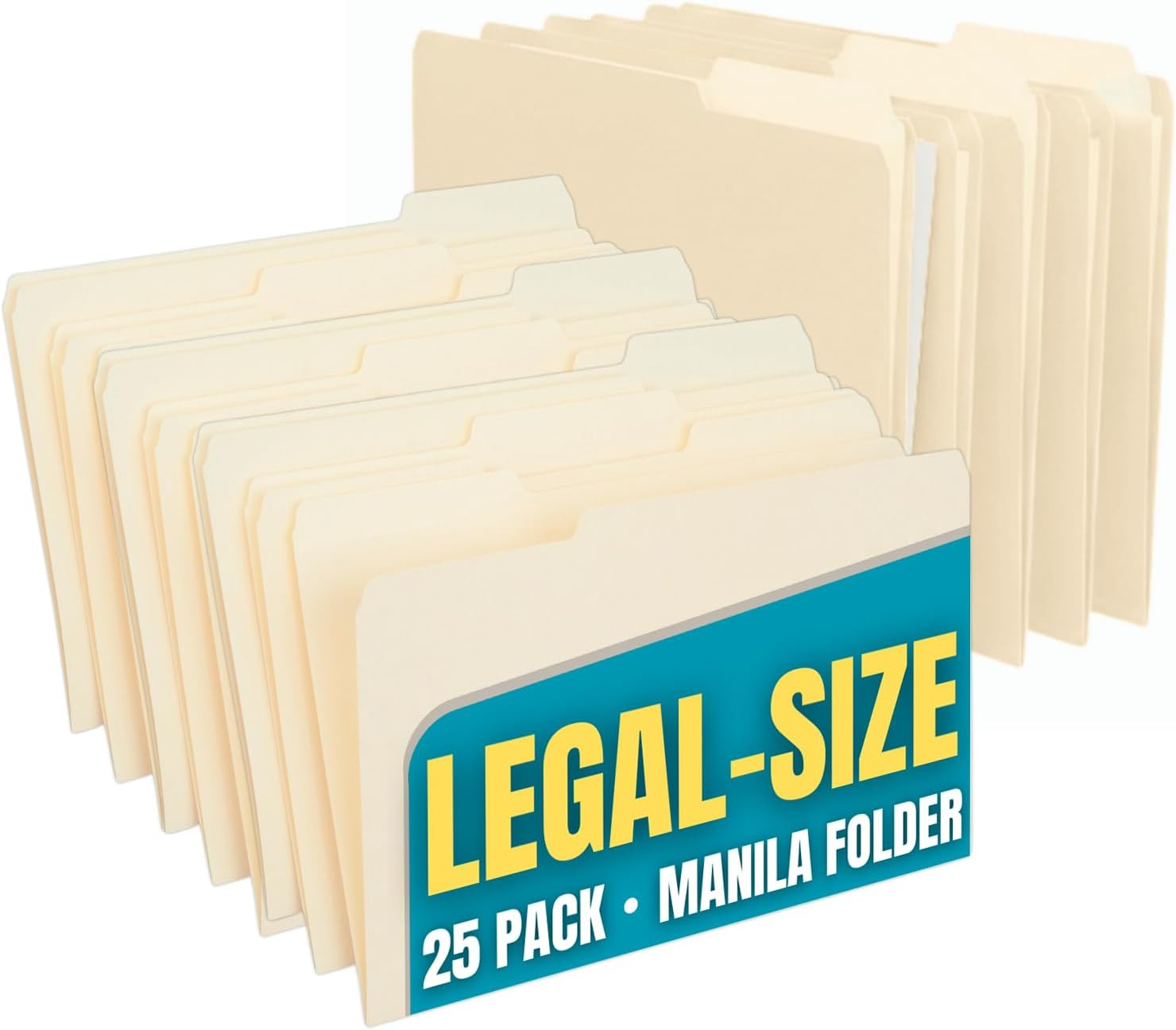1Intheoffice Legal File Folders, File Folders Legal Size, 1/3 Tab Assorted File