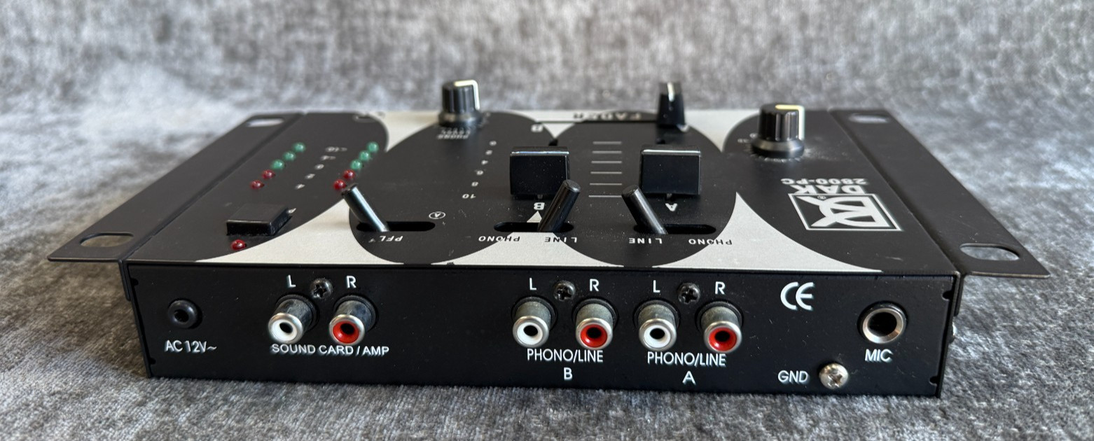 DAK 2800-PC 2-Channel Stereo DJ Mixer Preamp Interface w/ Power Supply & Cables