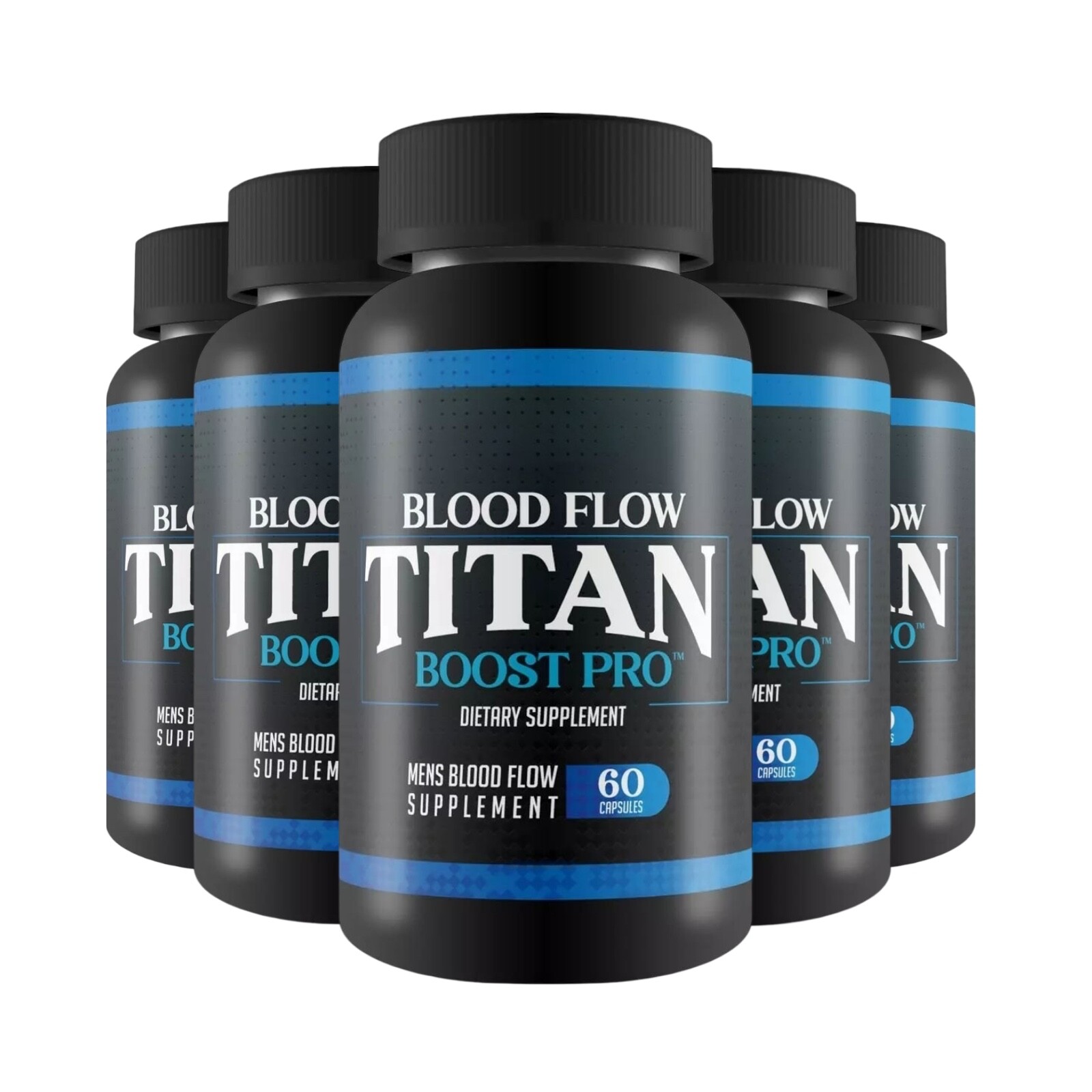 5-Pack Blood Flow Titan Boost Pro - Mens Bloodflow Support - 300 Capsules