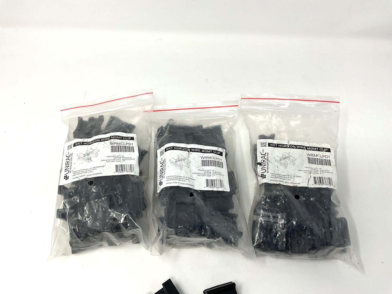 (C) Unirac Nxt Horizon WRMCLPD1 Wire Management Clip 3 Packs of 20