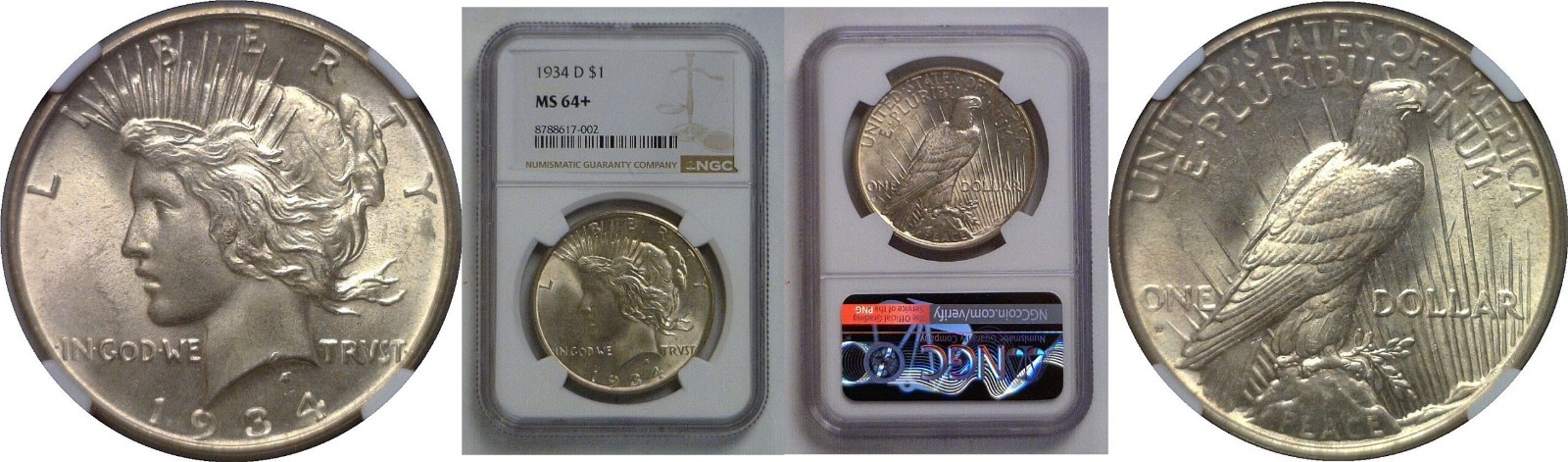 1934-D Peace Dollar NGC MS-64+