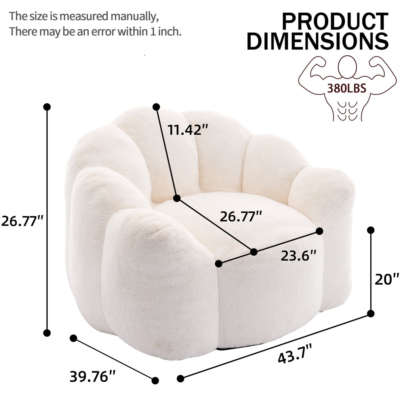 White Lotus Compression Sofa Bean Bag Pull Ring Portable Living Room Bedroom
