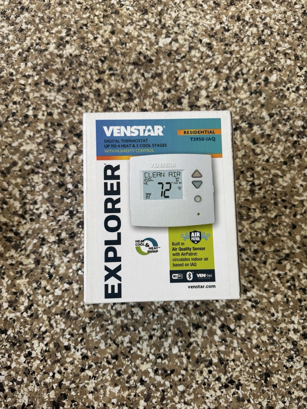Venstar T3950-IAQ Thermostat With Air Quality Sensor 4 Heat 2 Cool And Humidity