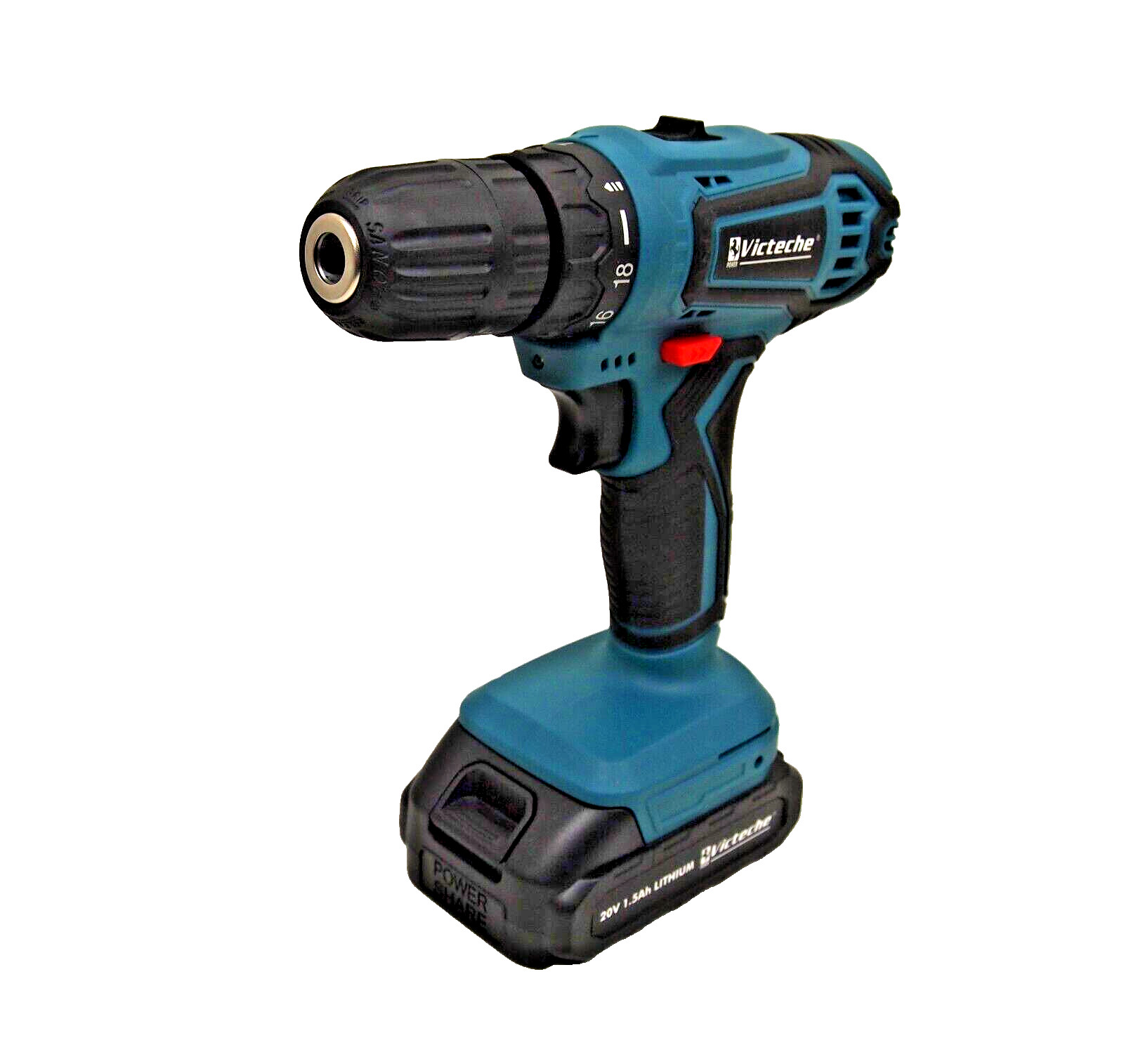 Victeche 20V Cordless Drill Driver Kit LEDs with 2-20v Lithium Batteries 2 speed