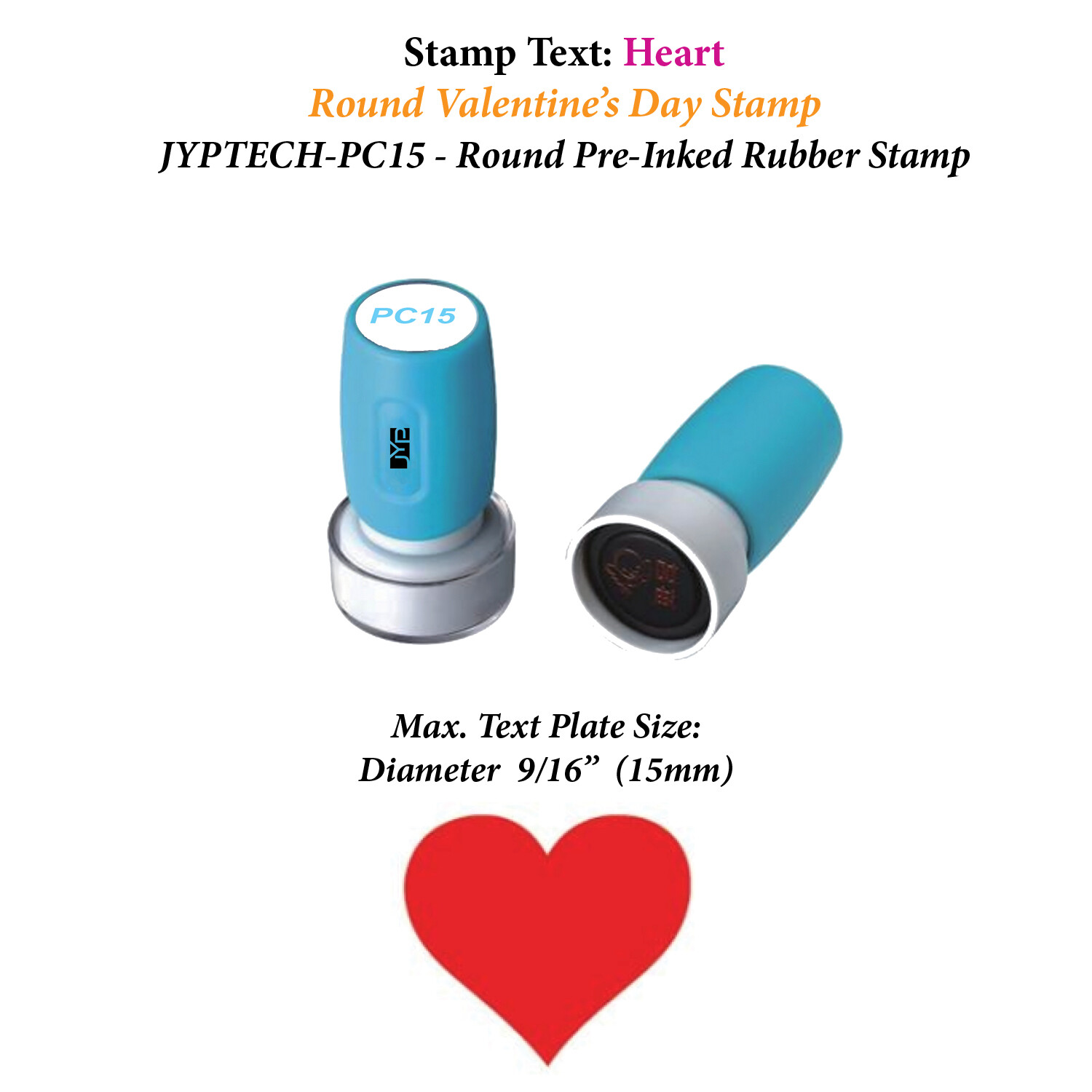 Heart Stamp-PC15 Pre-Inked Rubber Valentine's Day Stamp (Red Ink)