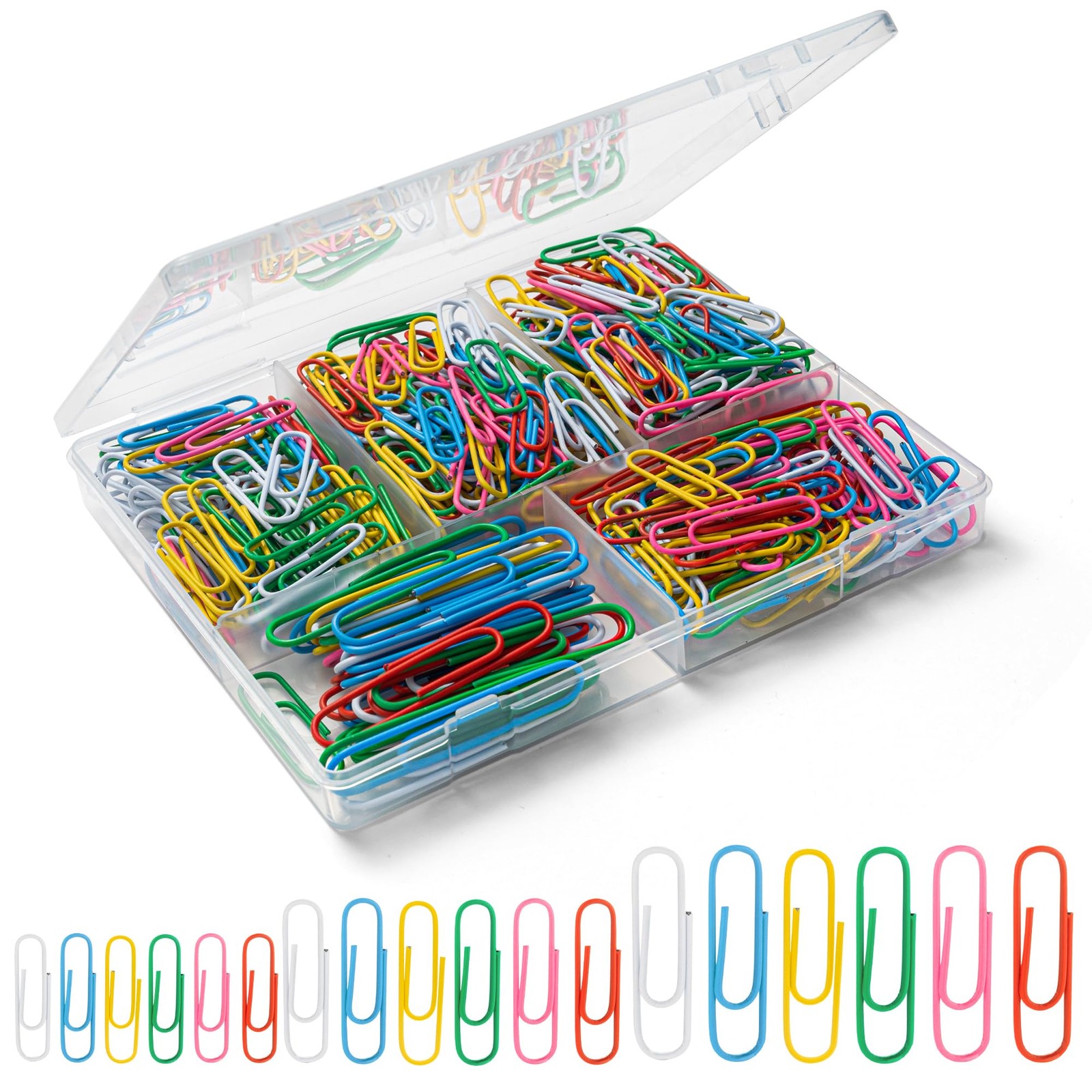 Paper Clips Assorted Sizes, Cute 350PCS, Red,green,blue,pink,white,yellow