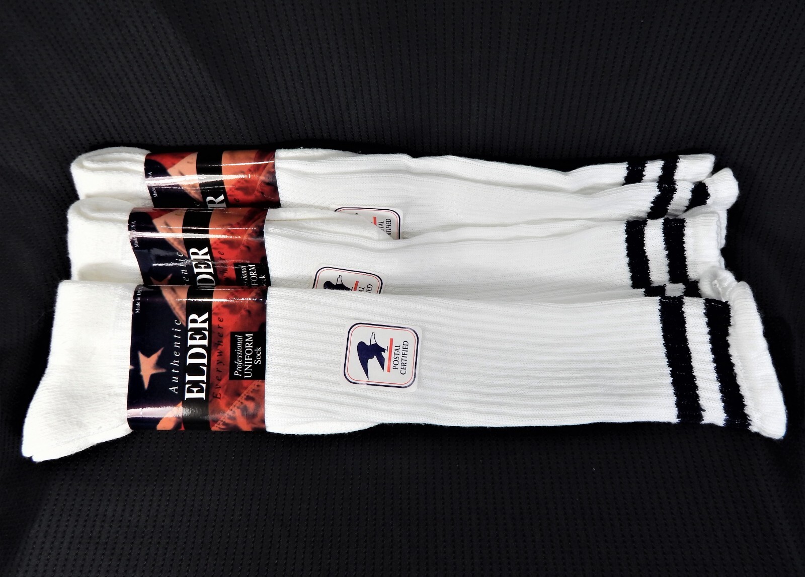 3 Pair Elder Postal Socks Size 10-13 Mail Carrier Certified White Over Calf USA