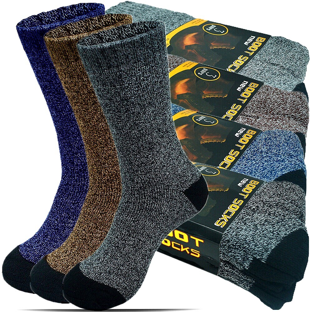 3-12 Pairs Mens Winter Heavy Duty Thermal Warm Cotton Work Boots Crew Socks 9-13