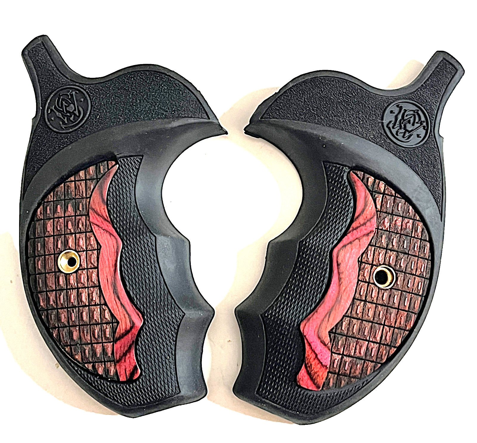 S&W K/L Frame Round Butt Combat Grip Falconia Crocback Super Rosewood G10 Insert