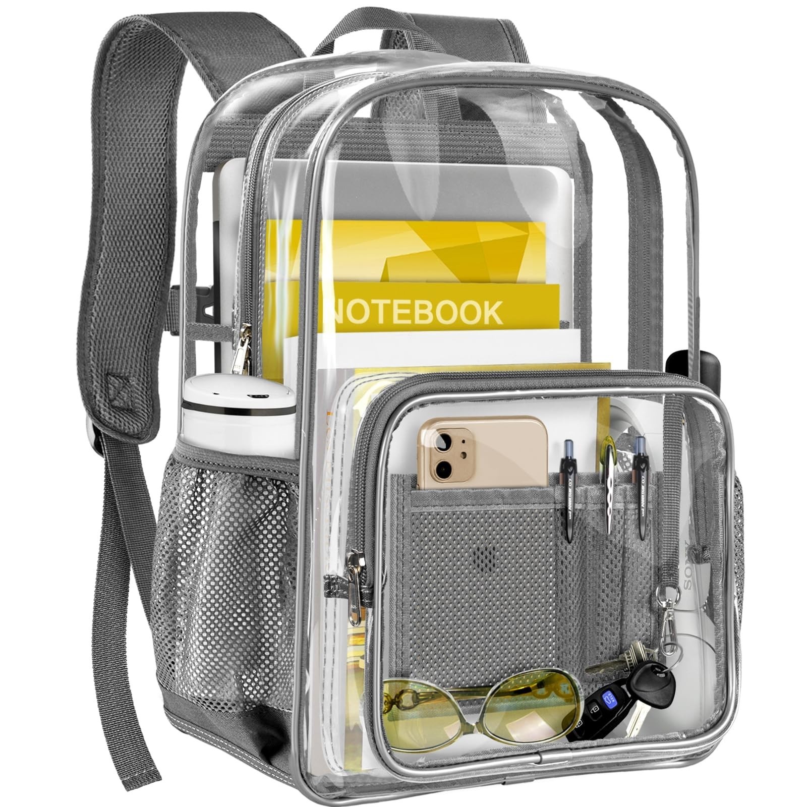 Clear Backpack Heavy Duty Large Transparent Backpack with Reinforced Bottom M...