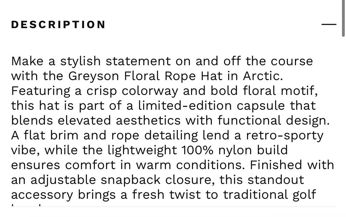 New Greyson Golf Floral Rope Hat Arctic $48