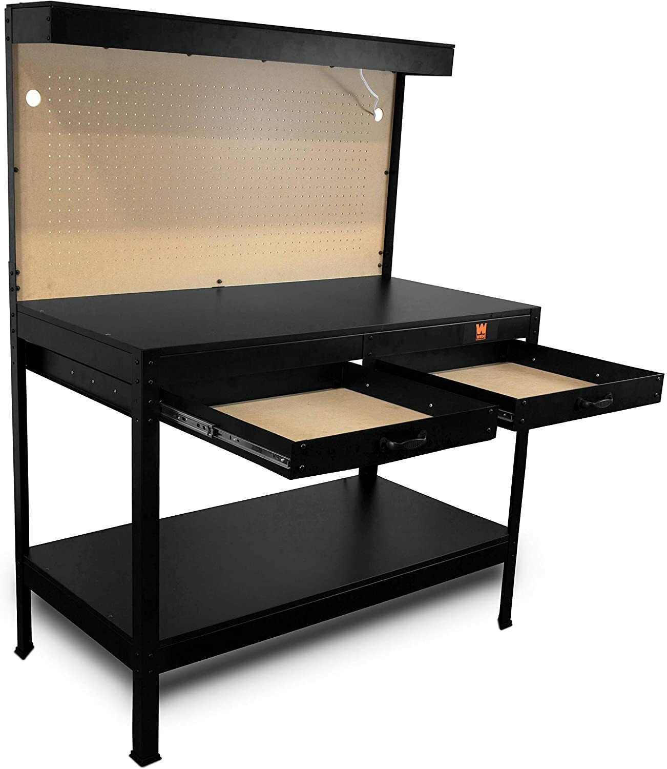 Stationary Workbench with Pegboard and Tool Drawers Garage Mechanic Woodworkers