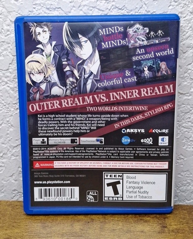 Mind Zero (Sony PlayStation Vita, 2014) (Case Only)