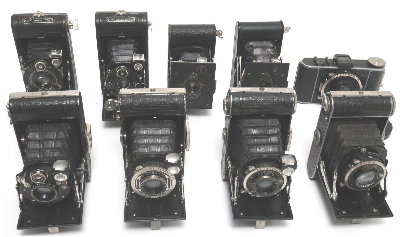 @ Lot of 9 x vintage folding cameras 127 film mixed Kodak Korelle Vollenda NOTTE