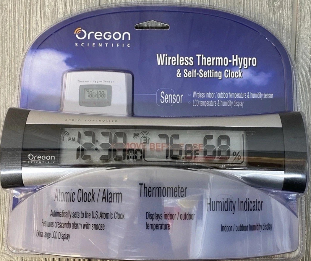 Oregon Scientific Desk Clock IN/OUT TEMP, HUMIDITY THGR122NX Sensor  # 2228 uu