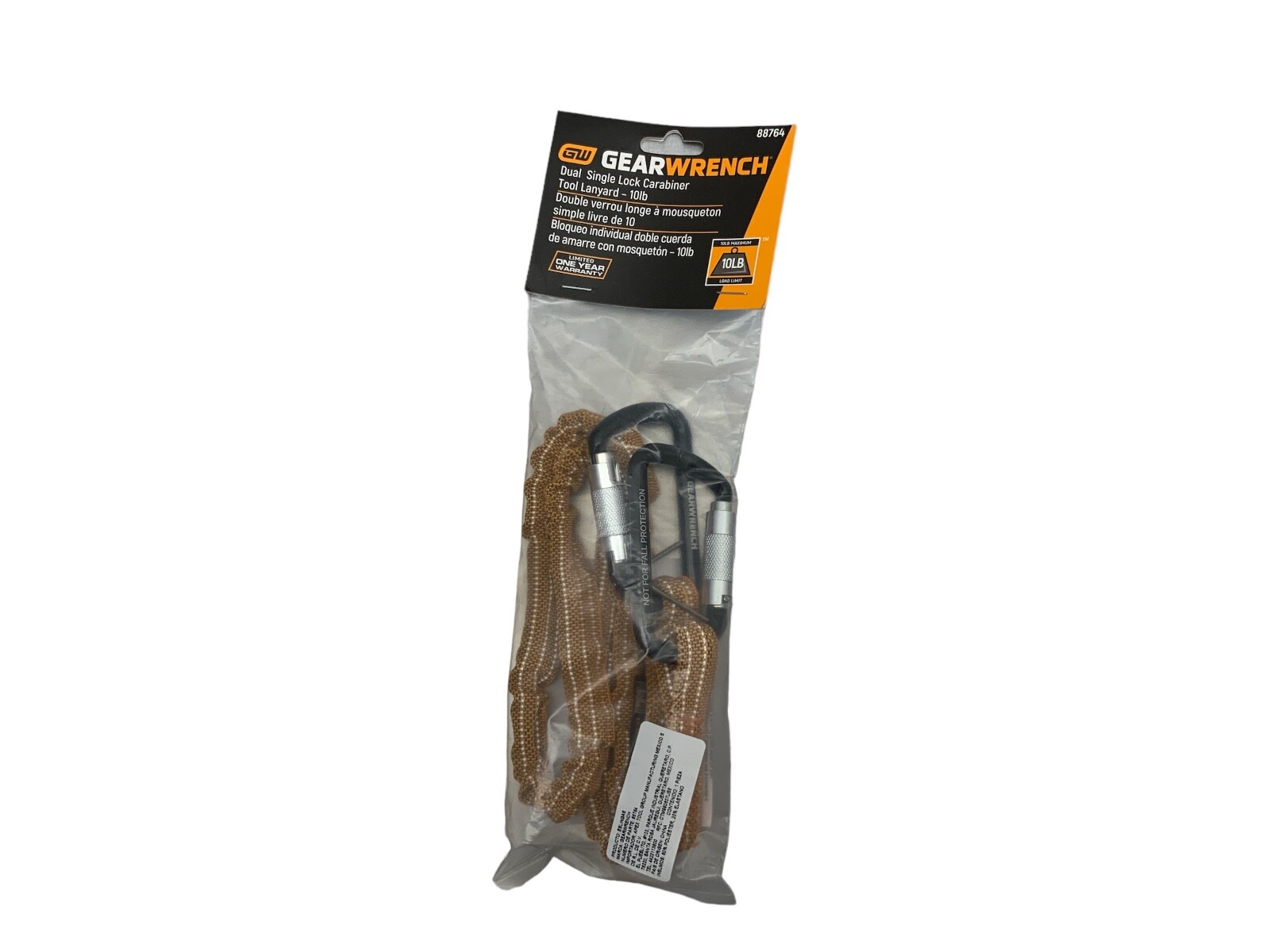 GEAR WRENCH Dual Single Lock Carabiner  Tool Lanyard 88764 - 10 LB