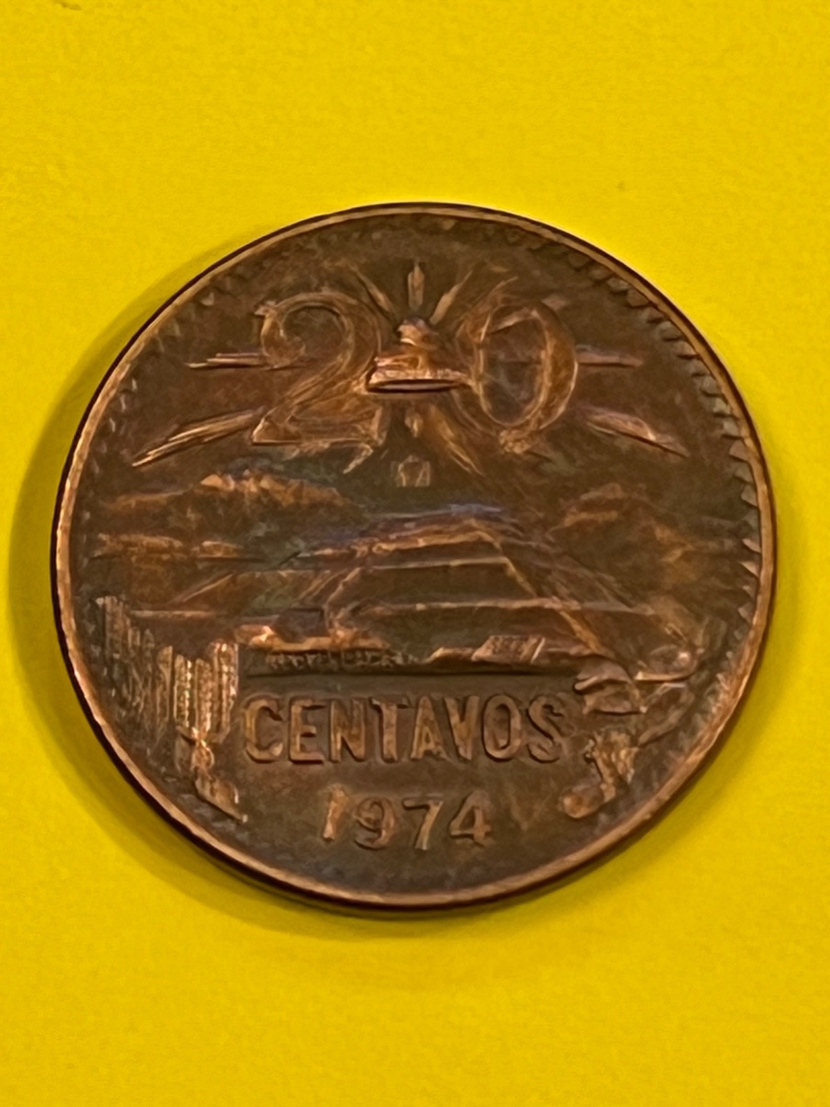 COIN MEXICO 1974 20 CENTAVOS AGUILA  FREE SHIPPING
