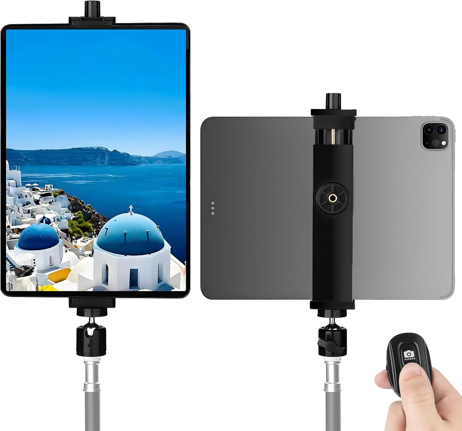 Ipad Tripod Mount Adapter with Ball Head, Universal 360 Rotatable Tablet Clamp H