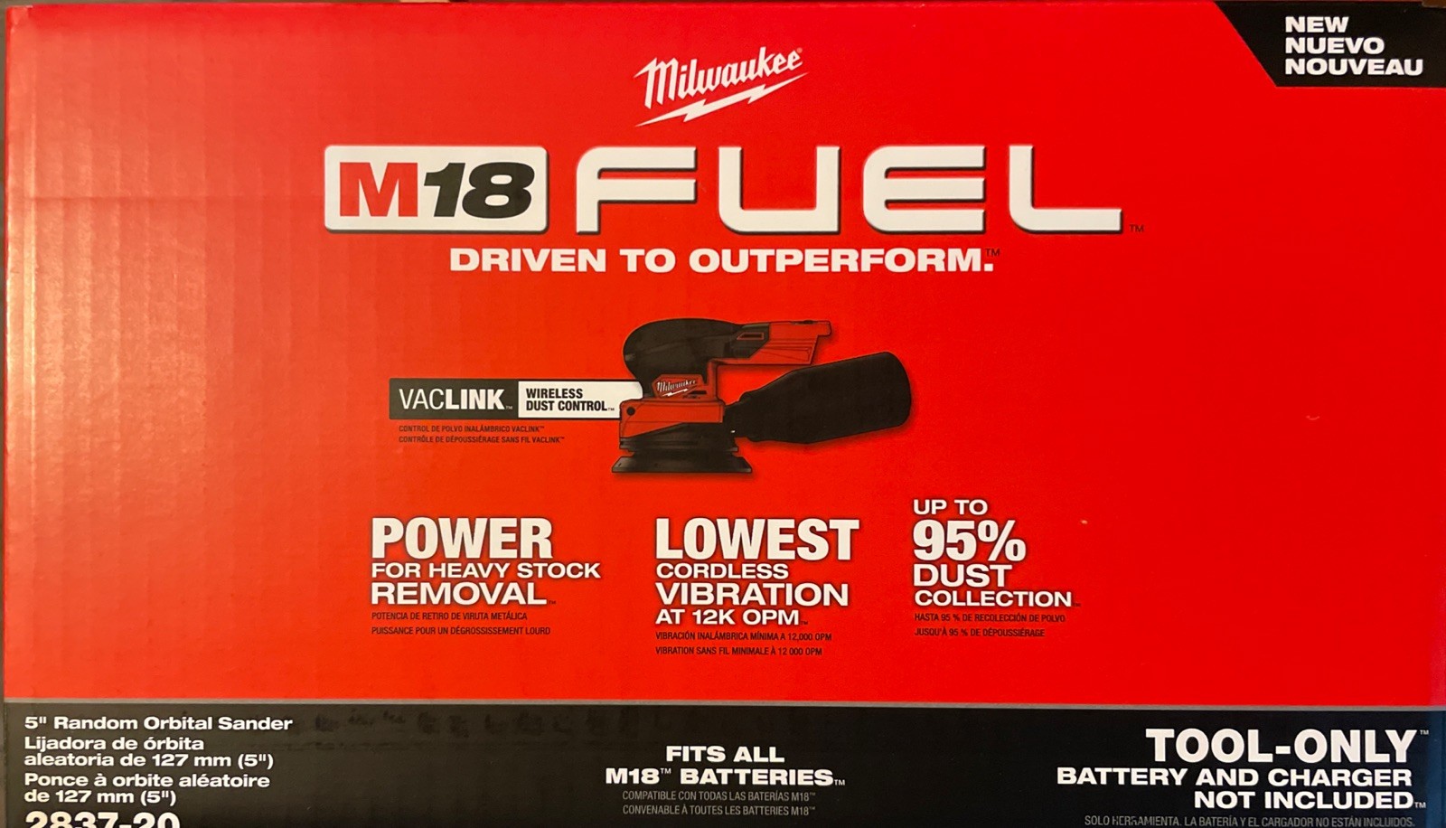 Milwaukee 2837-20 M18 Cordless 5” Random Orbital Sander