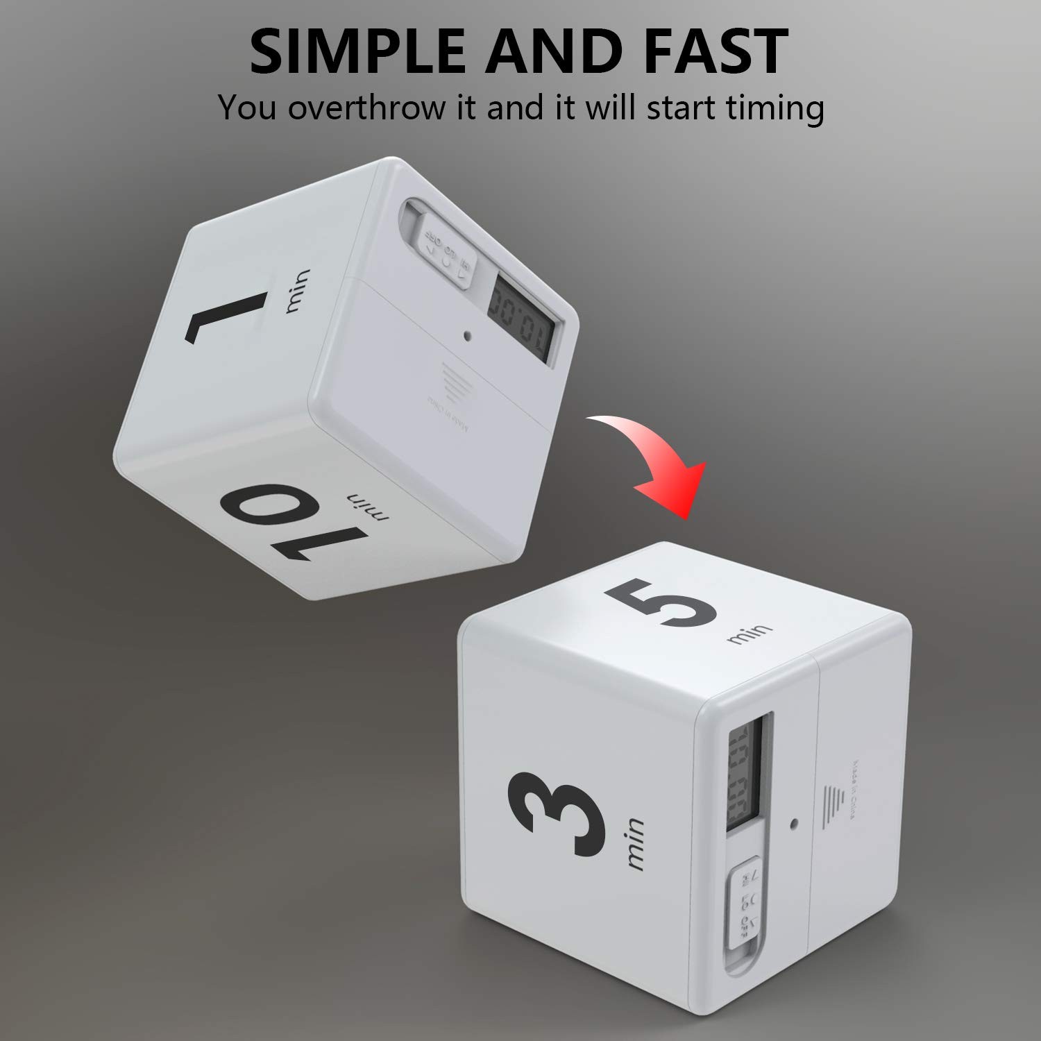 Cube Timer,Gravity Flip Kitchen Timer for Time Management and Countdown Setti...