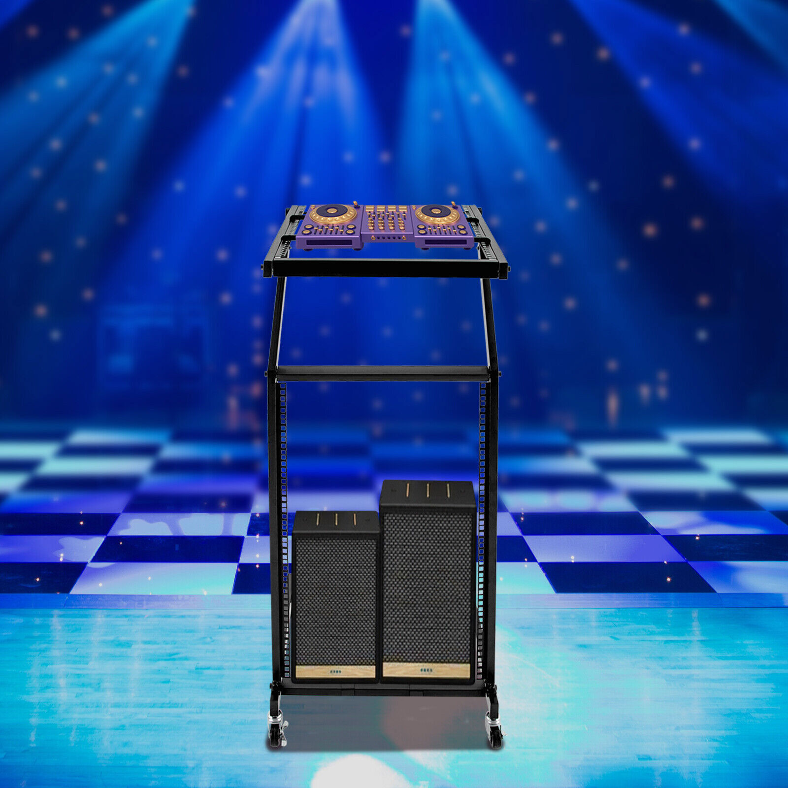 Professional Rack Mount DJ Equipment Stand Studio Mixer Case Rolling Cart TOP
