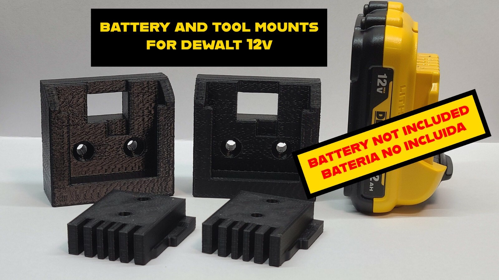 TOOL & BATTERY MOUNTS - FITS DEWALT 12V - 3D PRINTED - FREE SHIPPING!!!