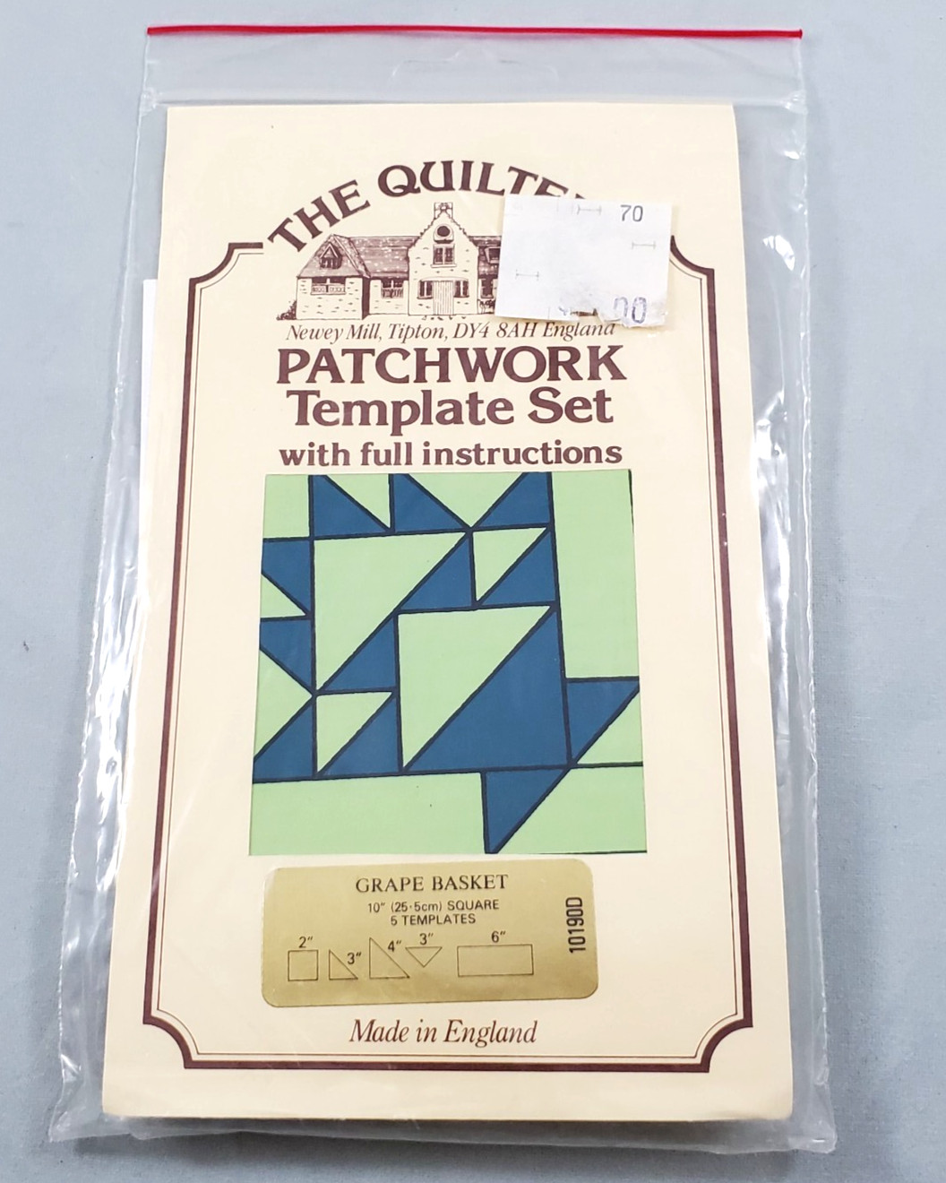 The Quiltery Patchwork Acrylic Template Set Grape Basket England Vintage 5 pcs