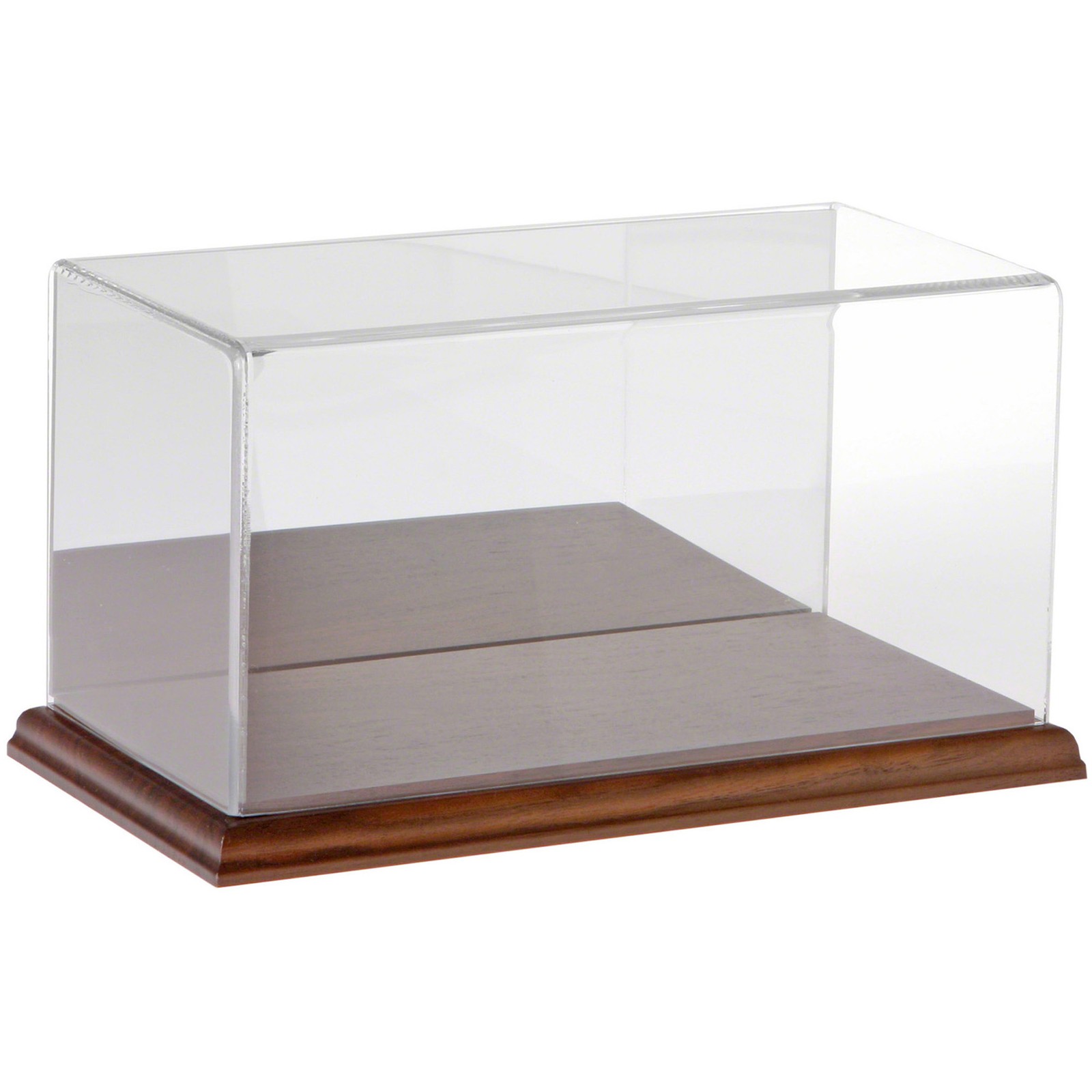 Plymor Clear Acrylic Case w/ Hardwood Base (Mirror Back), 10" W x 5" D x 5" H