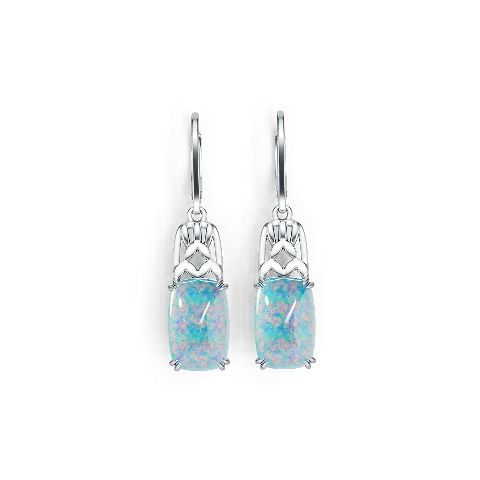 Sterling Silver Semi Mount Earrings Setting Cushion CU 12X8mm Cabochon