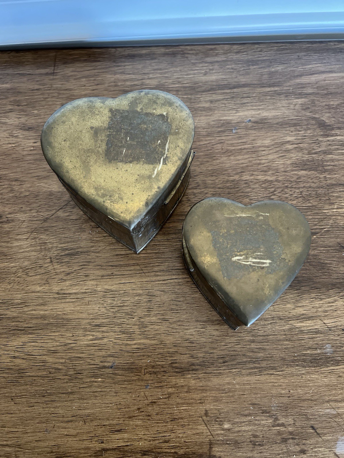 Set Of 2 Heart Shaped Polished Brass Hinged Nesting Boxes